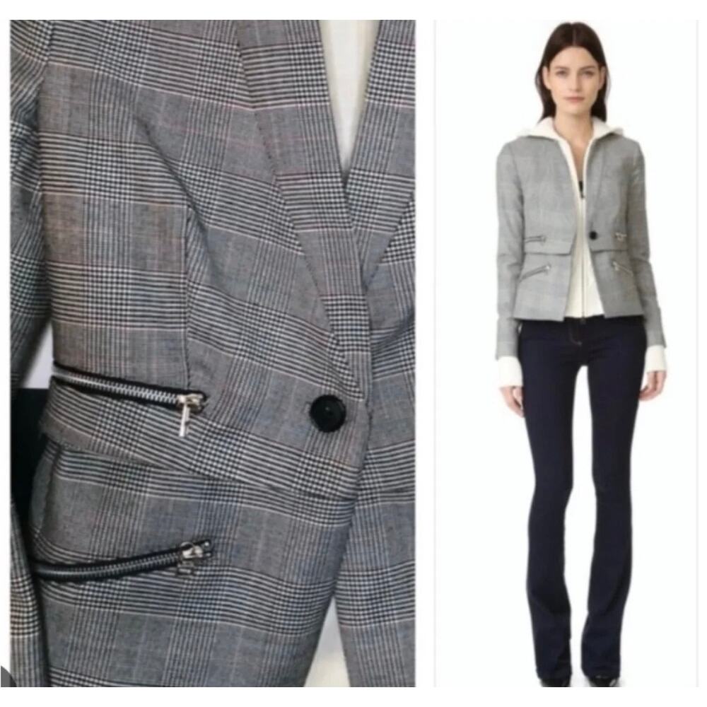 VERONICA BEARD Paloma Dickey Blazer Size 4 Gray Houndstooth Wool Blend Preppy - Picture 16 of 16